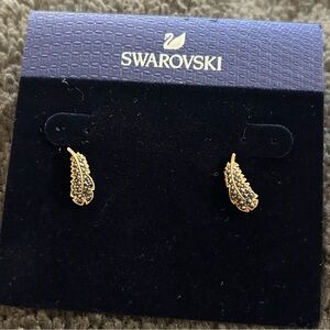 Swarovski rose gold leaf stud earrings